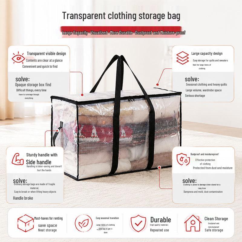 Foldable Large Capacity Waterproof Storage Bag with Double Zippers for Home Use