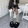 Leg Warmers Lolita Socks Y2K Knitted Warm Foot Cover White Black Warmer Lady Autumn Winter Crochet Sock Boot Cuffs