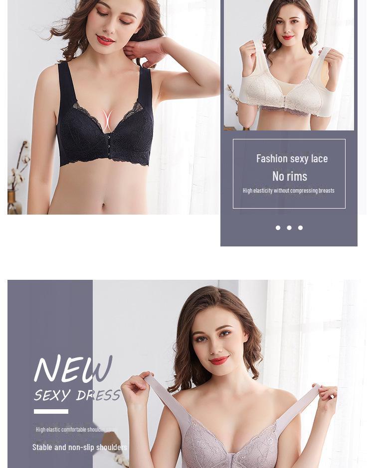 Large Size Front Buckle Lace Seamless Bra - U-Shaped Nursing Comfort Bra Without Steel Ring