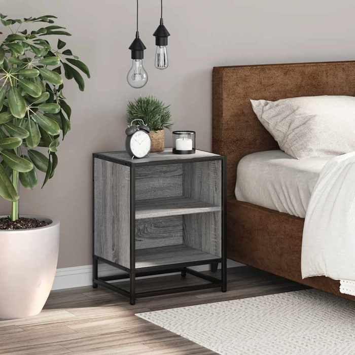 VidaXL Bedside Table Sonoma Grey 40x31x50 Cm Engineered Wood Metal, Side Table, Nightstand, Side Table 848705