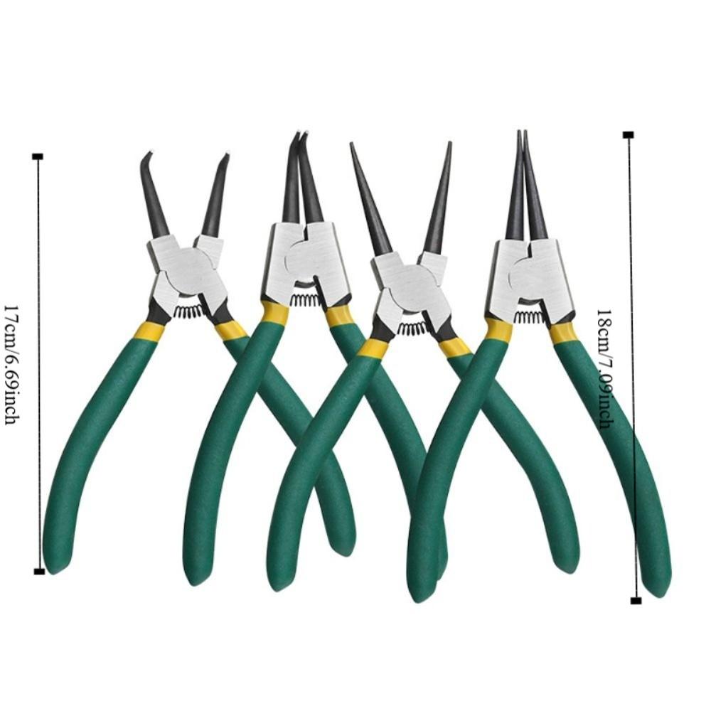 4pcs/set Sturdy Retaining Ring Plier 7 Inches Straight Bent Pliers Circlip Plier Set Furniture