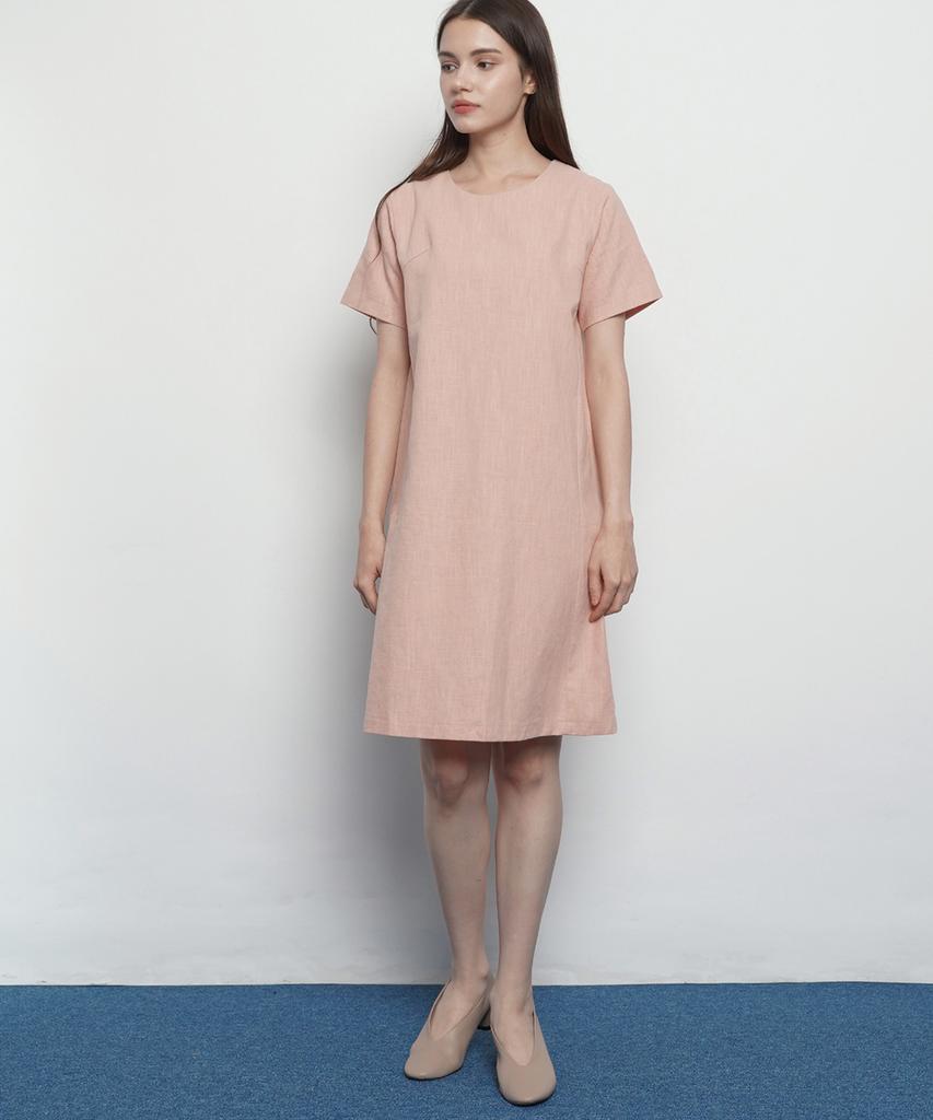 THE-ABON Women'S Cool Linen Mini Dress Beige