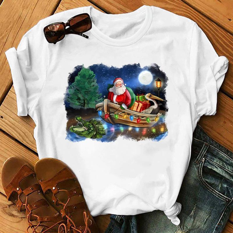 Damen Sommer Lässiges Kurzarm-T-Shirt Weihnachts-Serie Malerei Grafik Ästhetisch Harajuku Stil Grafik-T-Shirt