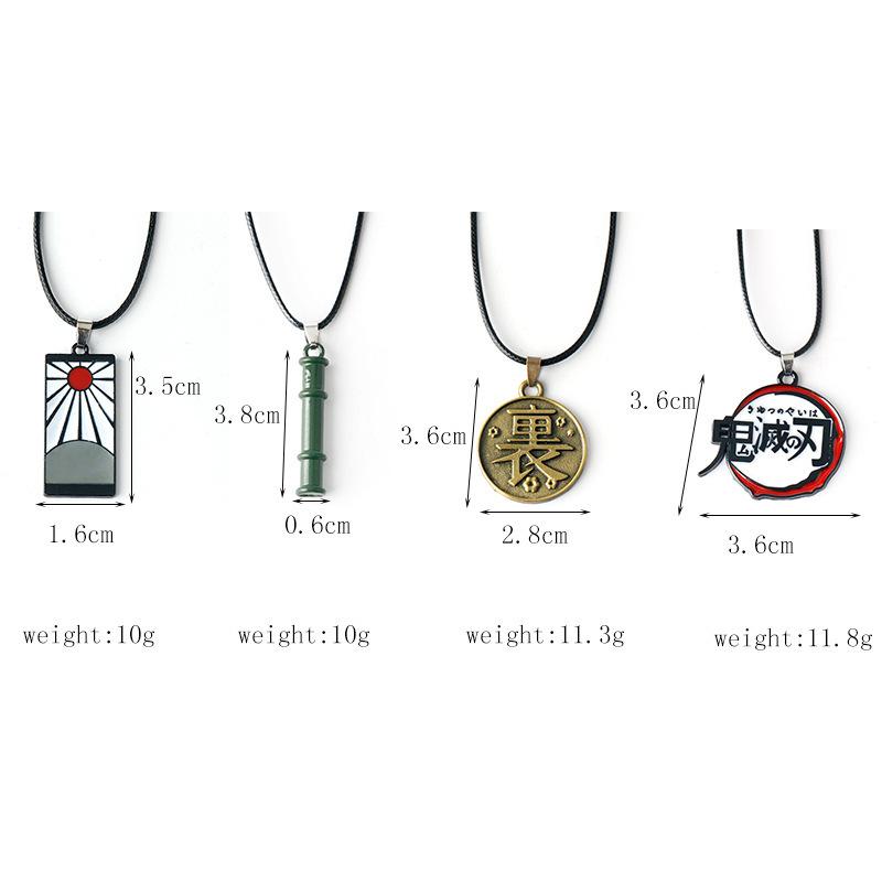 7pcs Anime Demon Slayer Necklace Kimetsu No Yaiba Rengoku Kyoujurou Uzui Tengen Kanroji Mitsuri Metal Pendant Necklaces Jewelry
