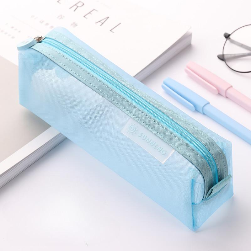 Colorful Light Net Pencil Pounch Zipper Pen Bag for Kids College