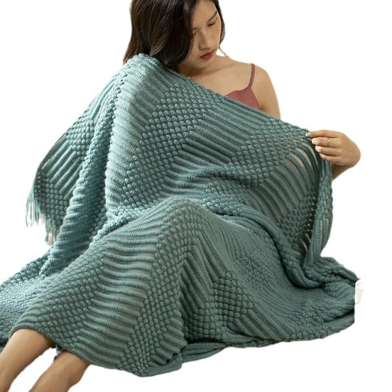 Light Luxury Solid Color Sofa Blanket - Air Conditioning, Decorative, Office Nap, Homestay, Autumn/Winter Use