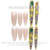 100% HANDMADE  Long Almond Shape GPalace Style Luxury High-End Fake Nail Set With Glue & Box Ruby And Emerald Gold Press On Nails