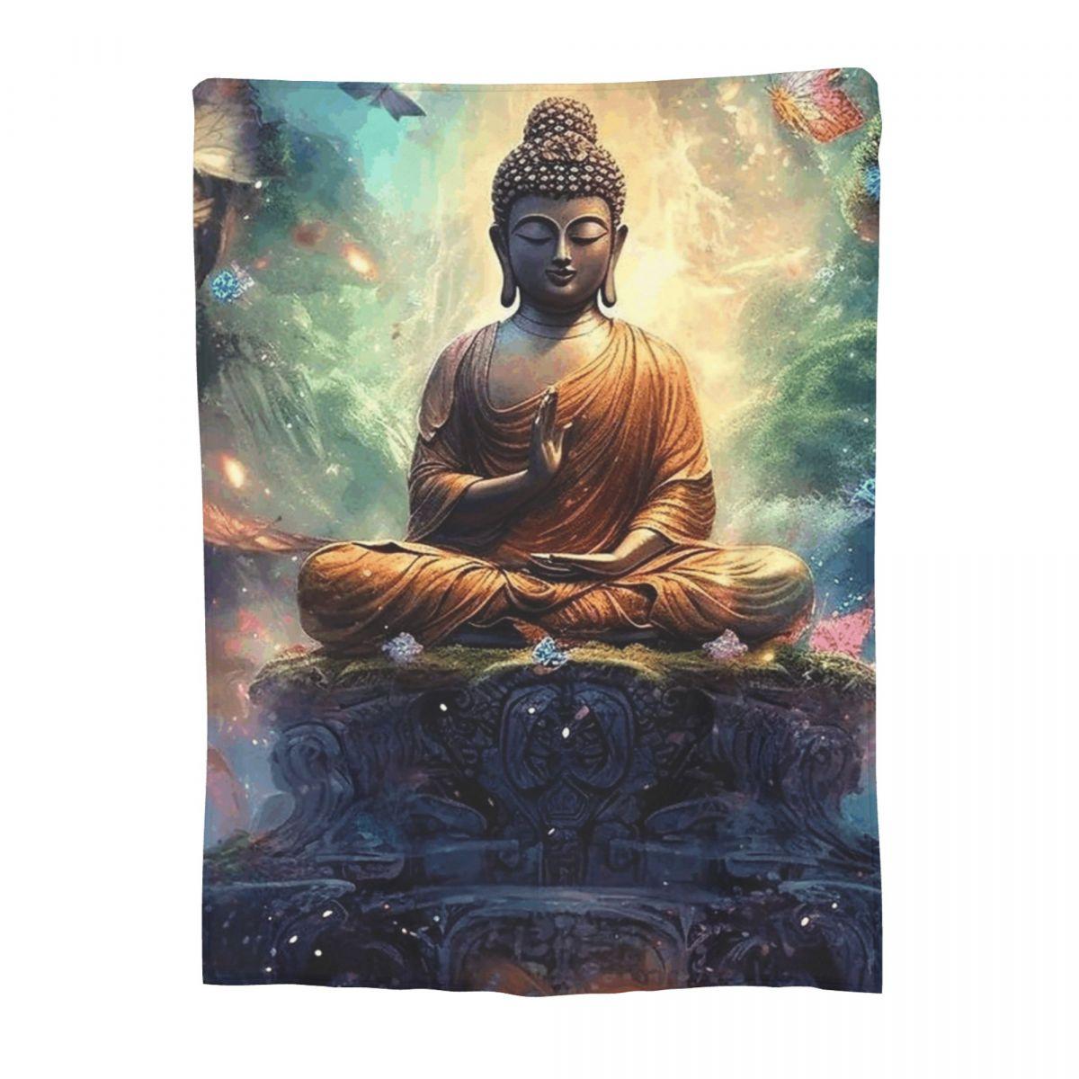

Buddha Yoga Blanket Fleece Sofa Throw Blanket Lightweight Throw Blankets for Home Bedroom Outdoor Throws Bedspread Quilt 80x120cm