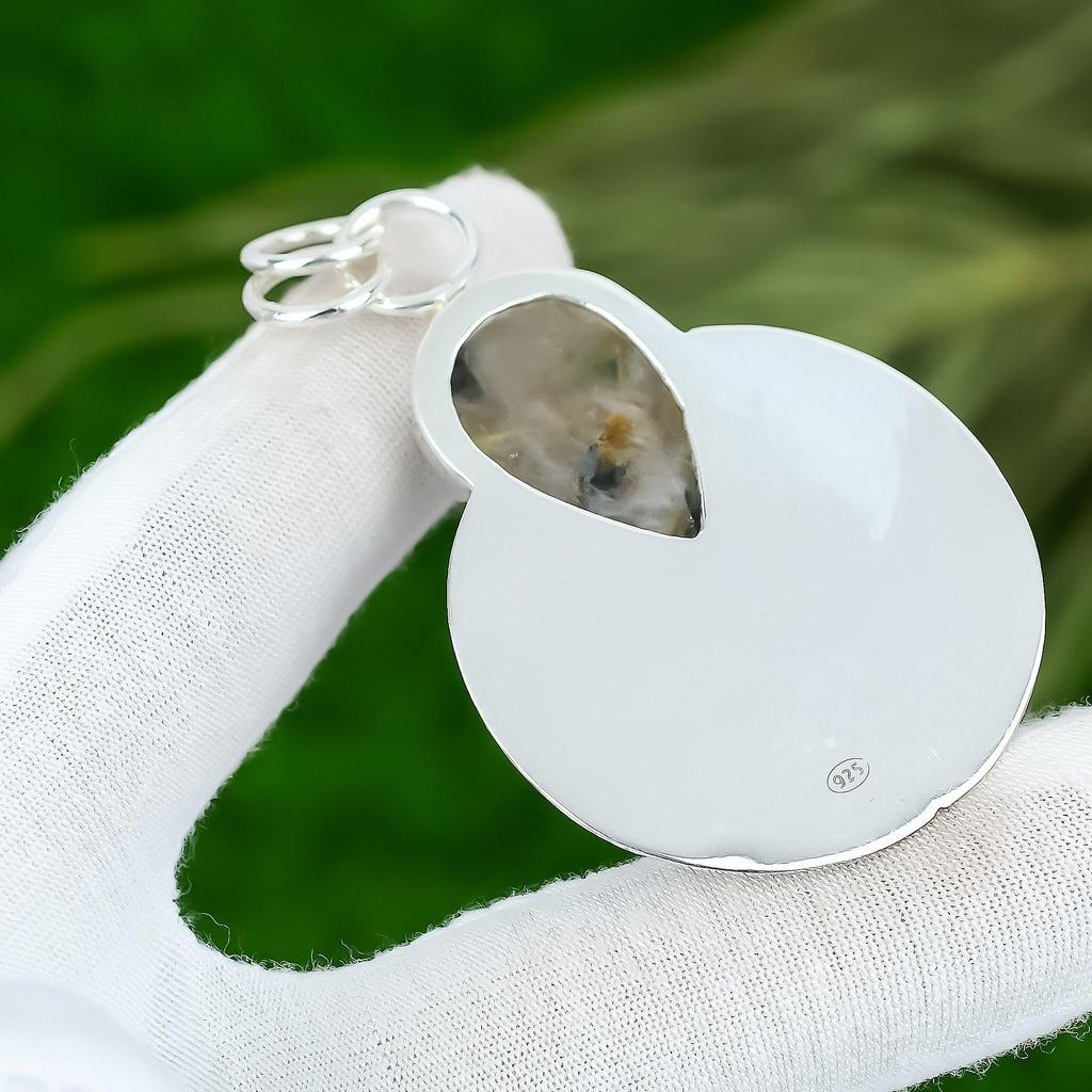 Mothers day Sale 925 Silver Golden Rutile Gemstone Engagement Sister New Pendant