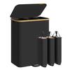SONGMICS Cesto de Roupa Suja com Tampa, Organizador de Cesto de Roupa Suja, Cesto de Armazenamento, Revestimentos Removíveis, Estrutura de Bambu, para Quarto, 3 Compartimentos, 44,9 Gal. (170 L)
