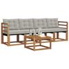 Outdoor Sofa Set with Cushions 5 Pcs Natural and Light Grey