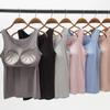 Modal Women's Wireless Strappy Tank Top with Built-in Bra Cups for Yoga