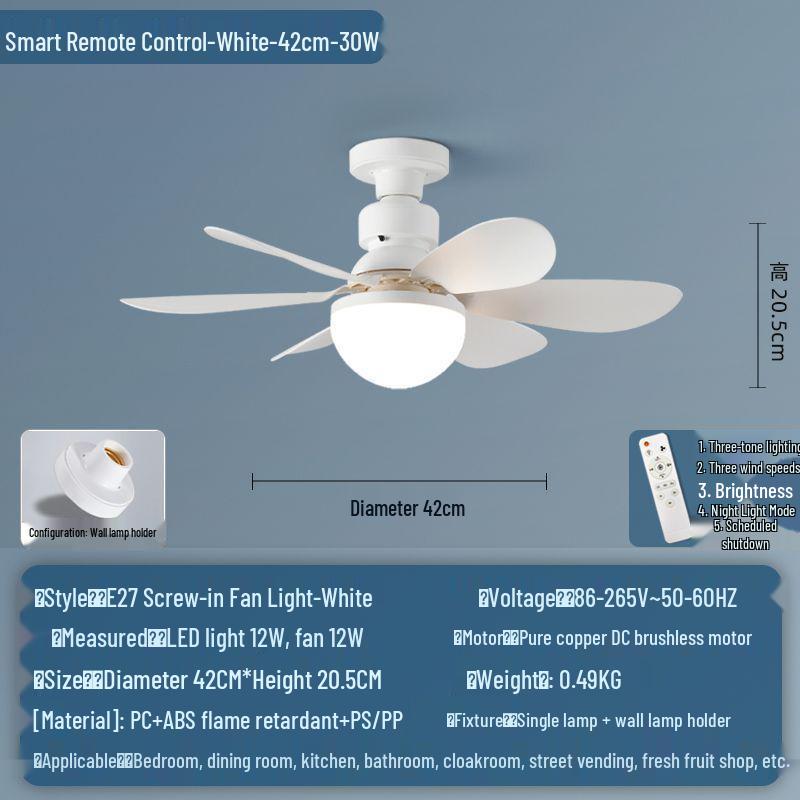

Тихий потолочный вентилятор с шестью лопастями и светильником, дизайн в форме цветка, цоколь E27