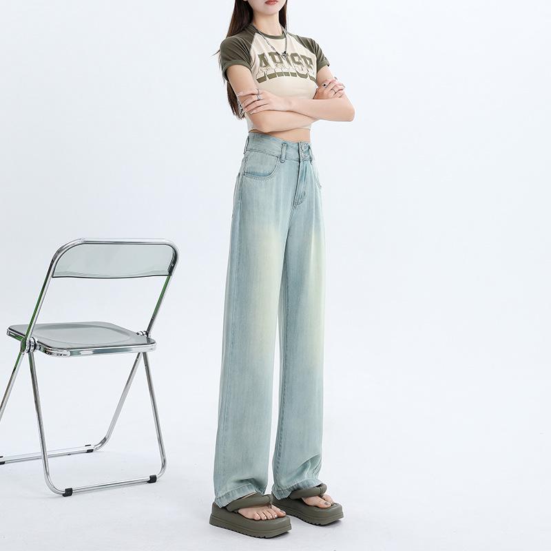 Tencel Soft Denim High Waist Nostalgic Blue Wide Leg Women's Jeans, Summer 2025