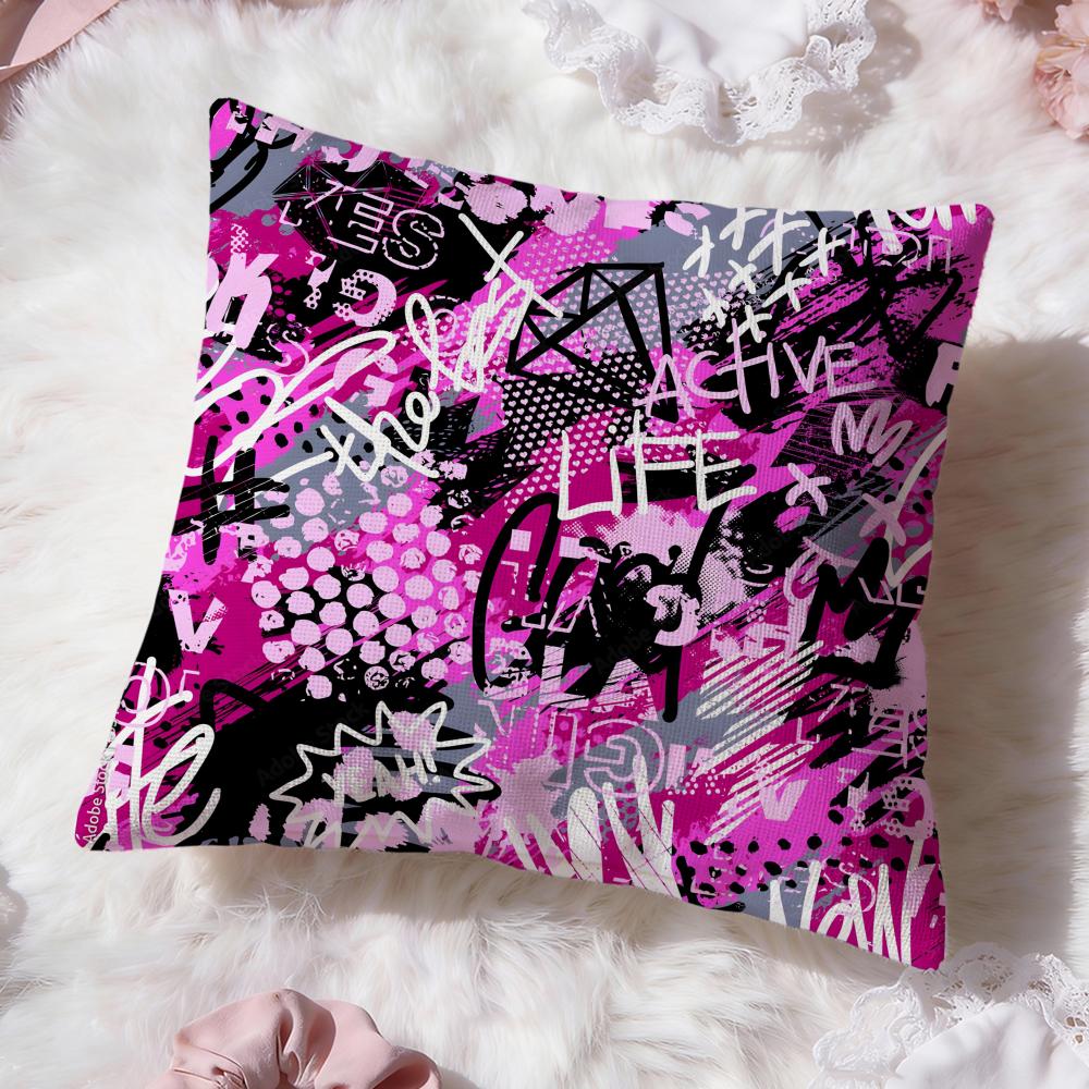 Street Graffiti Texture Cushion Cover Premium Comfort Reversible Pillow Cove Two In One Design for Any Room  Car Interior