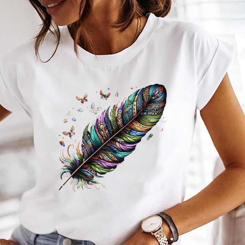 (Asian Size) watercolor butterfly trend  Lady Female Top Printed Clothing Casual T Shirt Fashion Graphic Short Sleeve T-shirts Women Tee