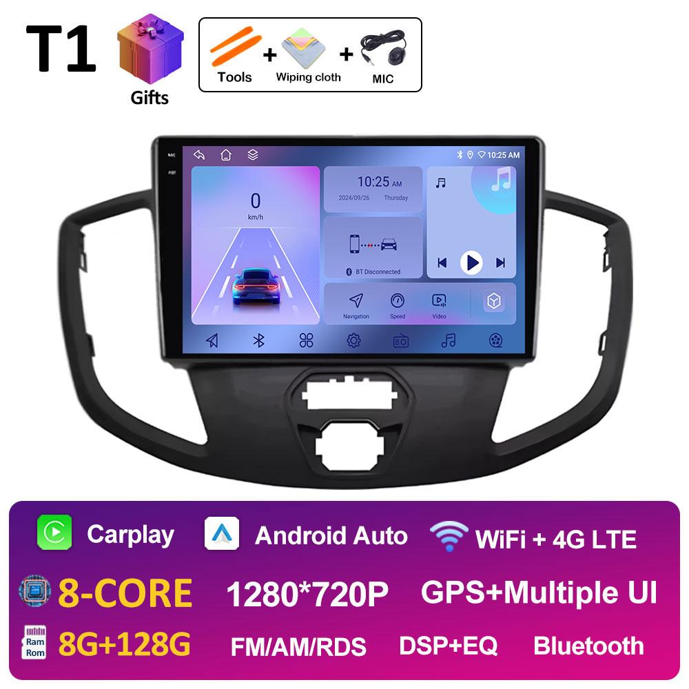 Android 14 Wireless Carplay For Ford Transit 2015 2016 2017 2018 Navigation GPS Cooling Fan Autoradio Car Multimedia Player WIFI