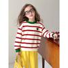 Korean Brand Export Children's Clothing Pure Cotton Sweater 2026 Spring Girls' Knitted Striped Pullover Base Shirt