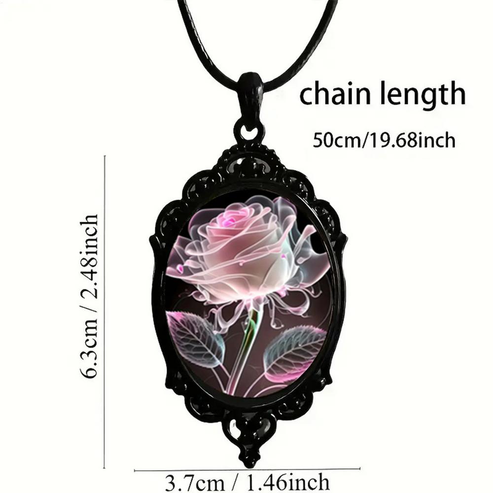 Vintage Gothic Rose Necklace Adjustable Witch Locket Pendant Jewelry for Women Cosplay Party Wedding Costume Gothic Necklace