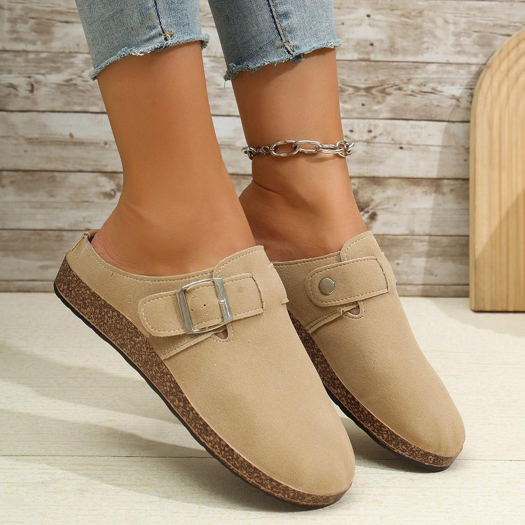 Large size one-pedal Boken slippers women's 2024 autumn and winter new large size bag head half slippers fashion