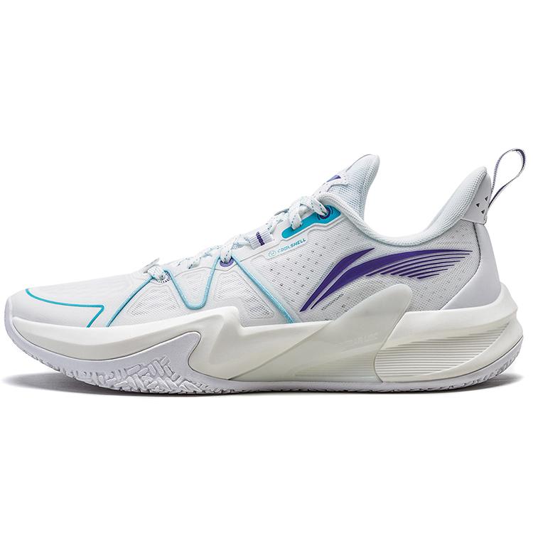 New LiNing Lightning Speed 1.5 1.5 Cushioning Wear Resistant Rebound Low Top Basketball Shoes Men's White Blue Purple ABAT101-3