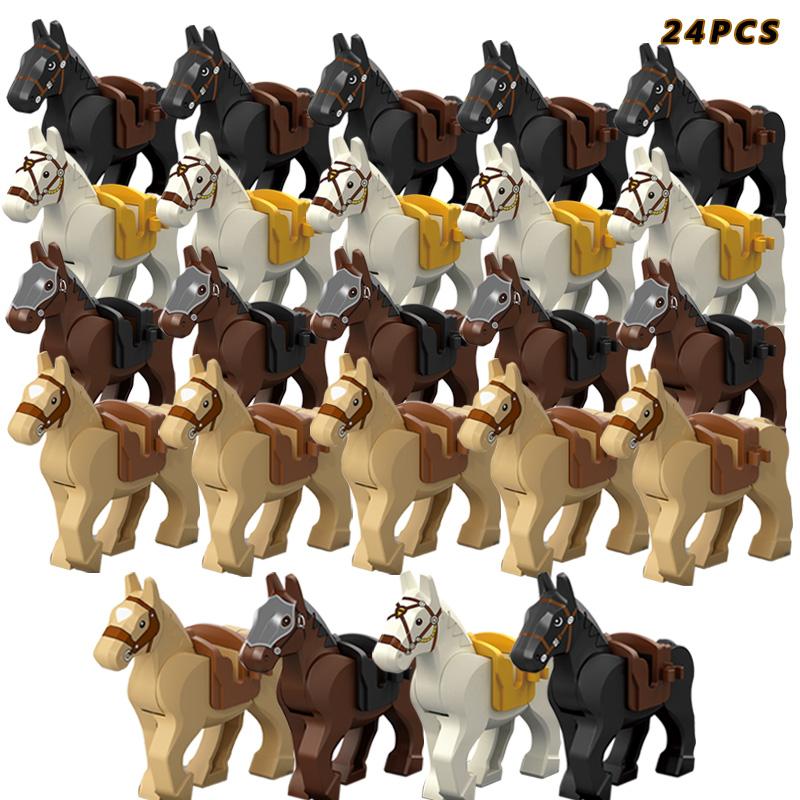24 Pcs/ Medieval Knight Horse Military Horse Set Ride Set Character Brick Gift Children's Toys