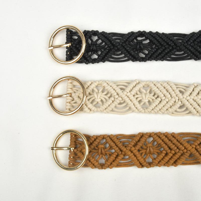 Ladies Twist Wax Rope Woven Belt Vintage Skirt Decorative Female Bohemian Girdle Pastoral Style Skirt