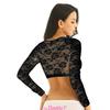 Women's Sexy Tops Lace Mesh See Through Long Sleeves Crop Tops Short Blouse T-shirt Clubwear Streetwear