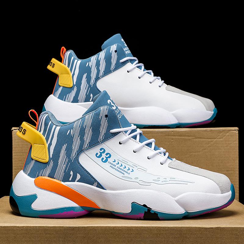 Putian Men's 2024 High-Top Basketball and Casual Running Sneakers with Thick Soles.