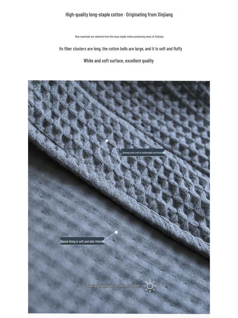 Japanische Baumwoll-Waffel-Yukata-Robe: Ganzjahres-Bademantel für Damen & Herren