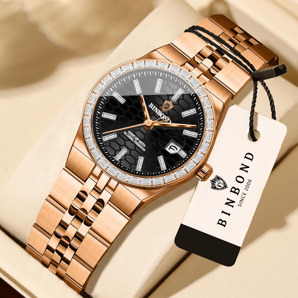 Ladies Casual Quartz Wristwatch Accurate Luxury Waterproof Steel Strap Auto Date Fashion Watch for Women