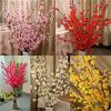 TRRAPLE Artificial Peach Blossom, Simulation Silk Cherry Blossom Branches 10 Pcs 26 Inch Cherry Plum Bouquet Branch Floral Arrangements for Home