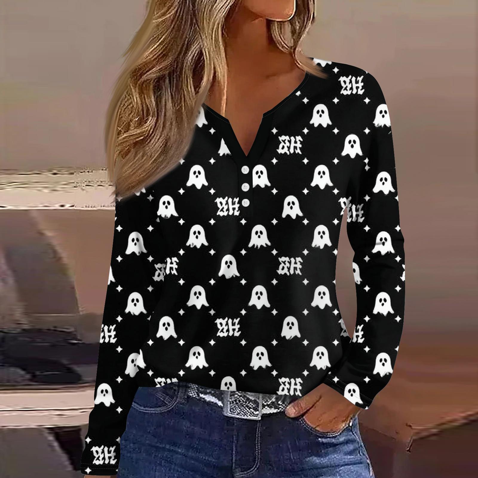 

Жен. Футболка Футболка Пуговицы Цветочный принт Длинный рукав Повседневные Выходные Мода Классический Классический V-образный вырез Обычный Топ XXL чёрный