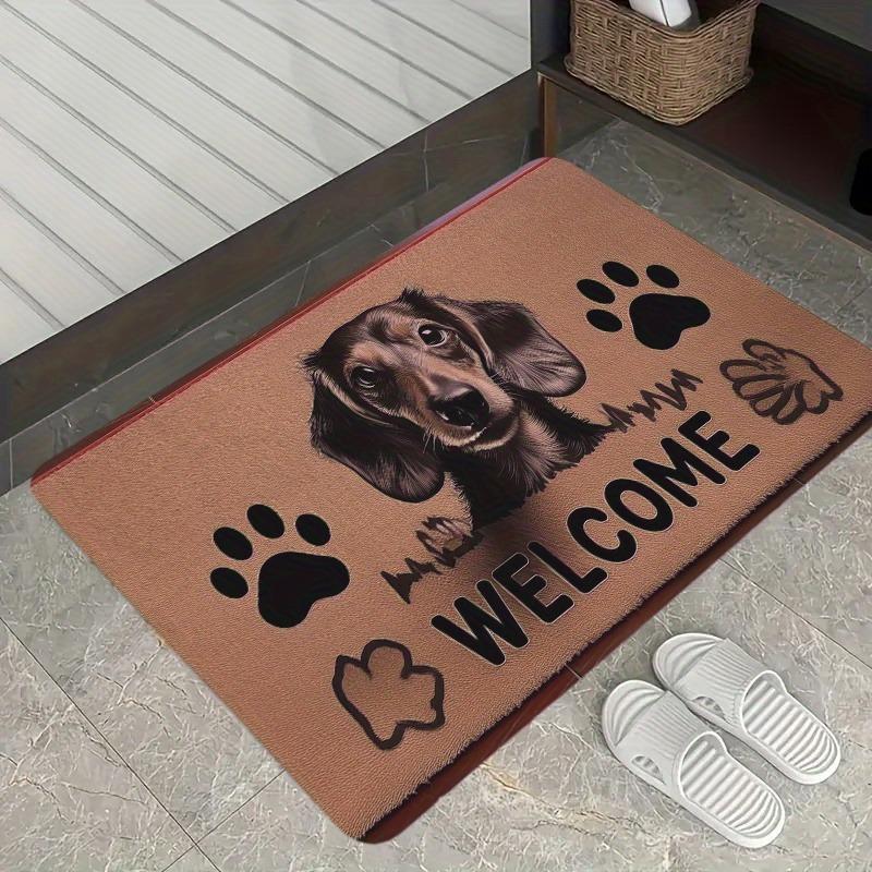 1 piece Dachshund printed "welcome" text floor mat, non-slip machine washable indoor and outdoor door mat