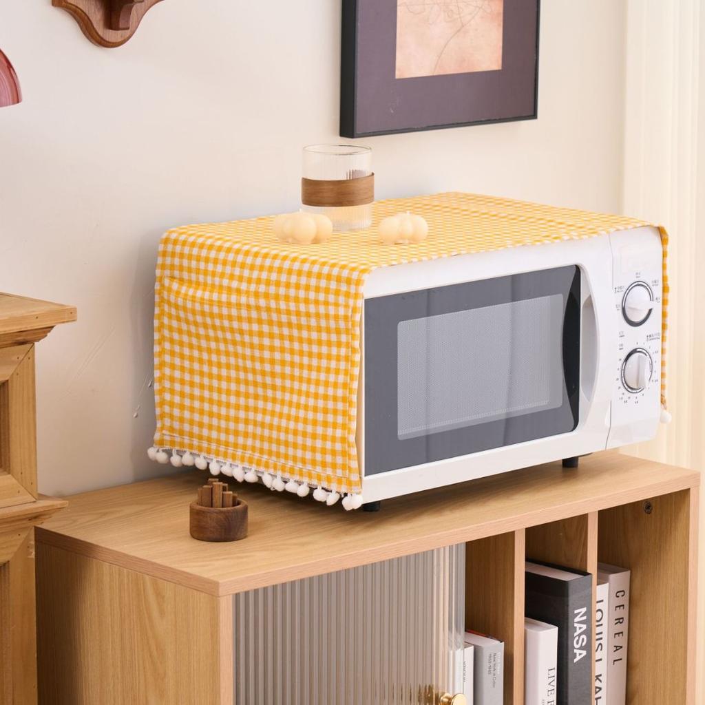 Polyester Cotton Plaid Microwave Dust Cover Single Door Refrigerator Cover Double Door Refrigerator Drum Washing Machine Cover