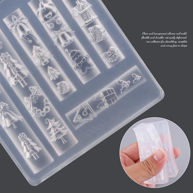 Om de Zăpadă de Crăciun Brad de Crăciun Matriță 3D pentru Unghii Fulgi de Nea Oameni de Zăpadă Decorațiuni Unghii Design DIY Silicon Manichiură Matriță Nail Art