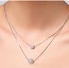 Korean 925 White Gold Clavicle Necklace with Diamond Ball Pendant