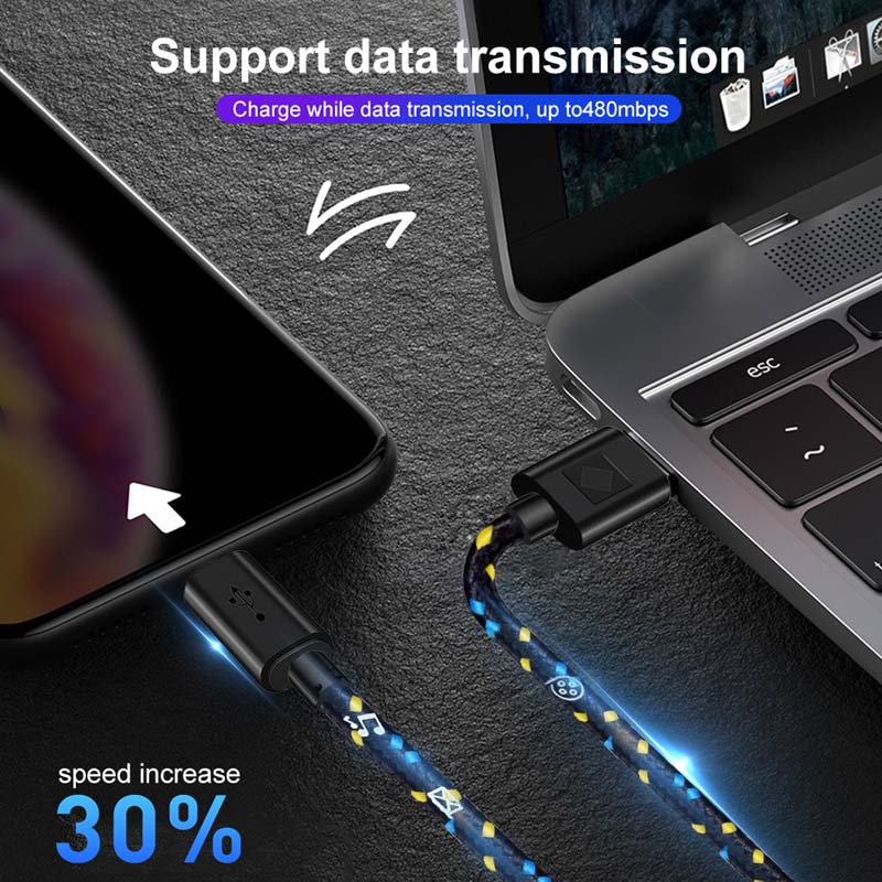1M/2M/3M Nylon Woven Type-C Data Cable 3A Fast Charging USB-A Cord Charger For Samsung Xiaomi Huawei Phone Charger Wire