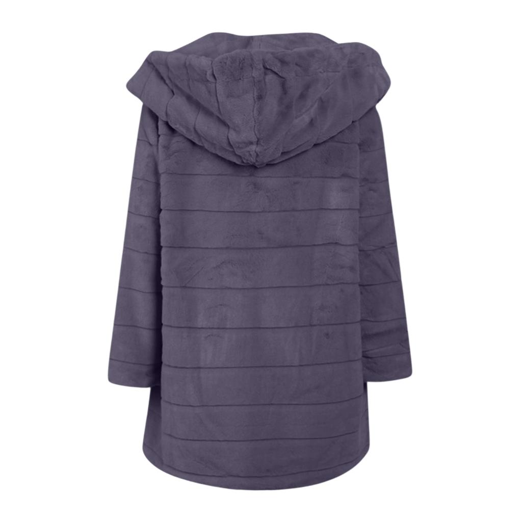 Women's Mid-length Solid Color Loose Plush Hooded Coat