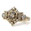 Moonlight star coffee diamond ring women's fashion versatile niche high-end zircon jewelry