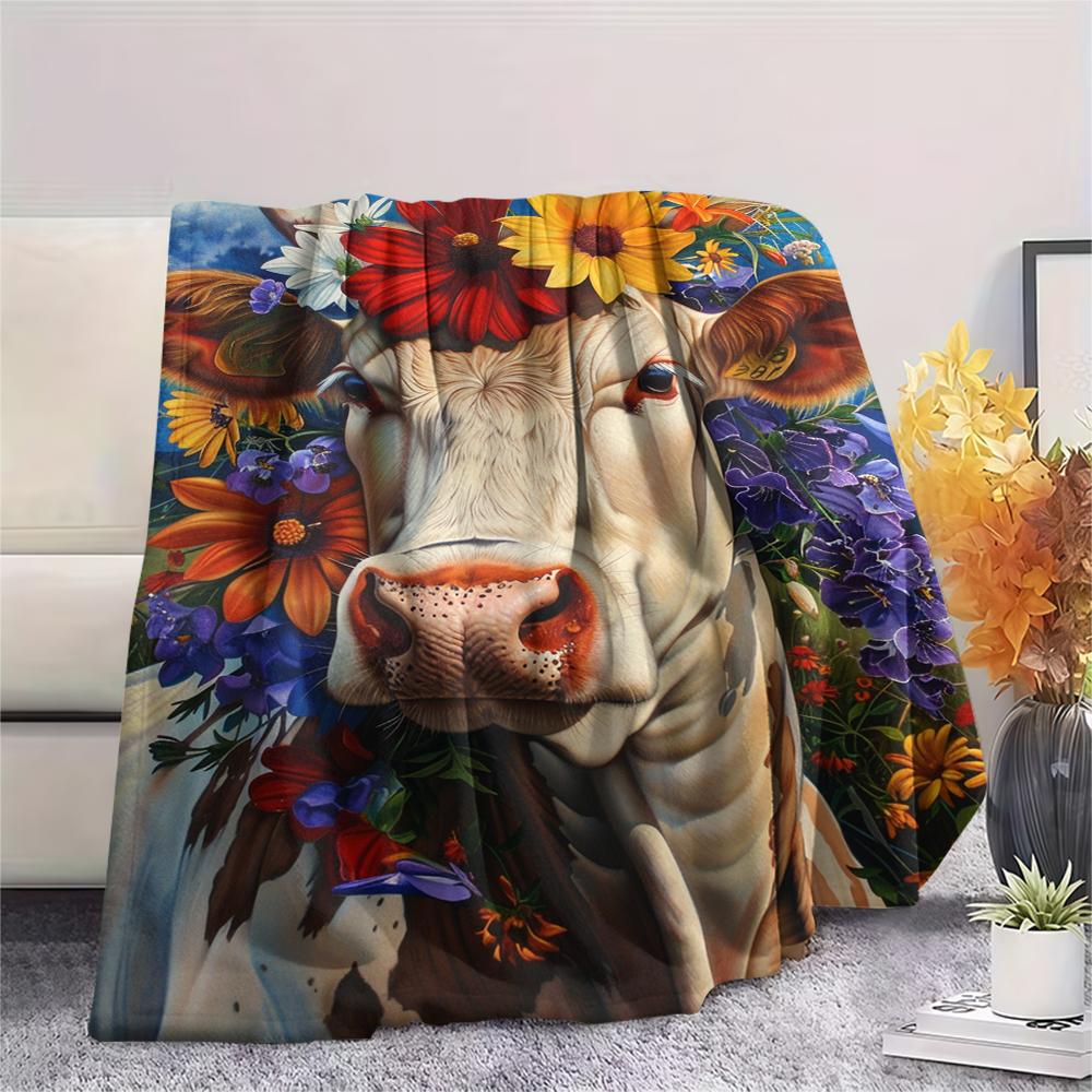 1Pc Cartoon Print Flannel Blanket, High Quality Comfortable for All Seasons, Home Decor, Warmth and Comfort, Perfect for Christmas Birthday Gift