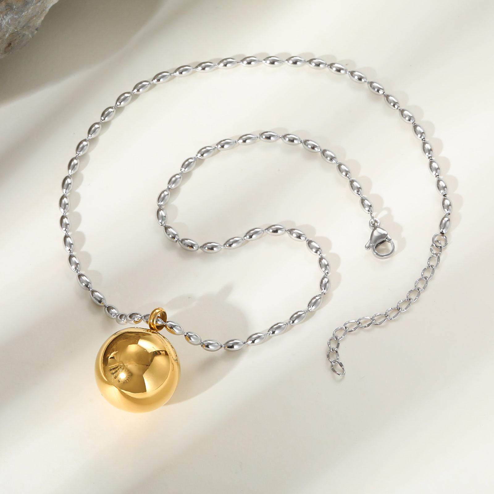 

Round Hollow Ball Pendant Necklace for Women,Stainless Steel Olive Bead Chain Necklaces,Trendy Jewelry Mother s Day Gifts