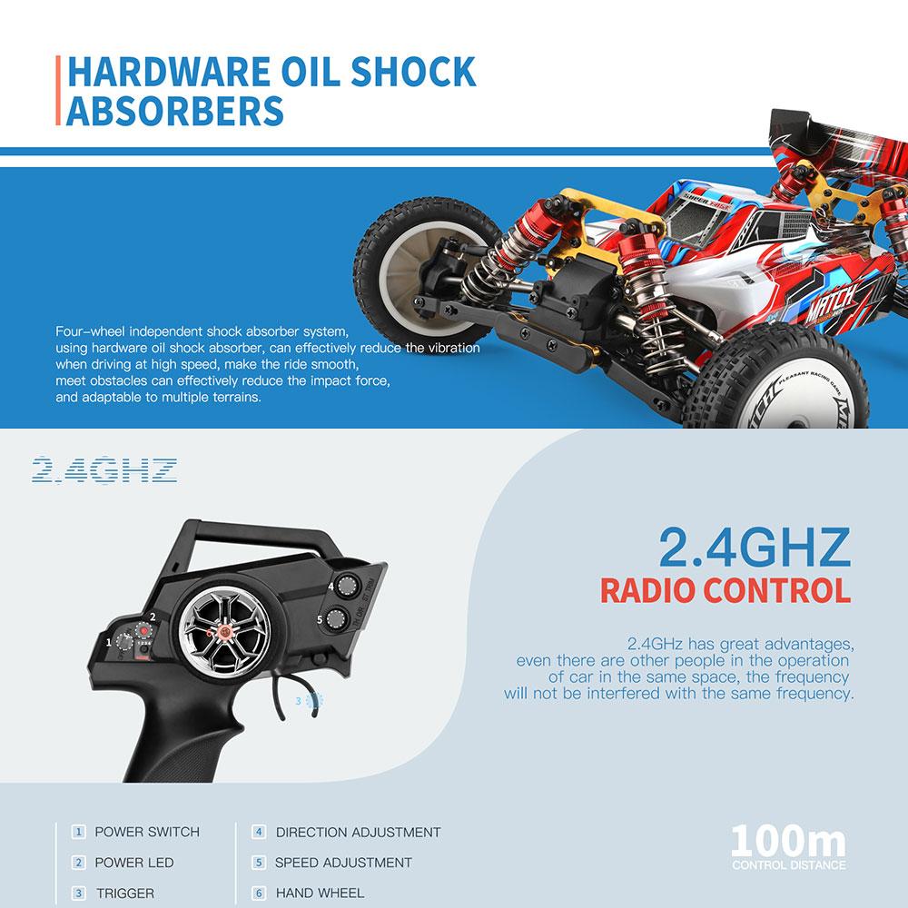 Wltoys 104001 RTR 1/10 4WD RC Car 2.4G Remote Control Racing Car Drift 45km/h High Speed Off-Road Climbing Metal Vehicles Toys