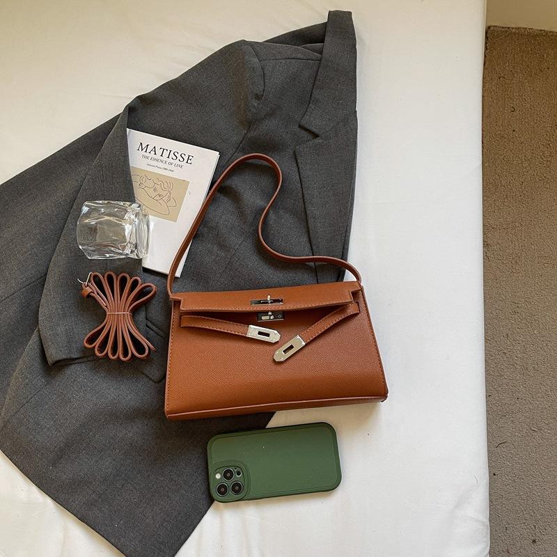 Ny mote minimalistisk lett luksus lås temperament skulder crossbody trendy dameveske