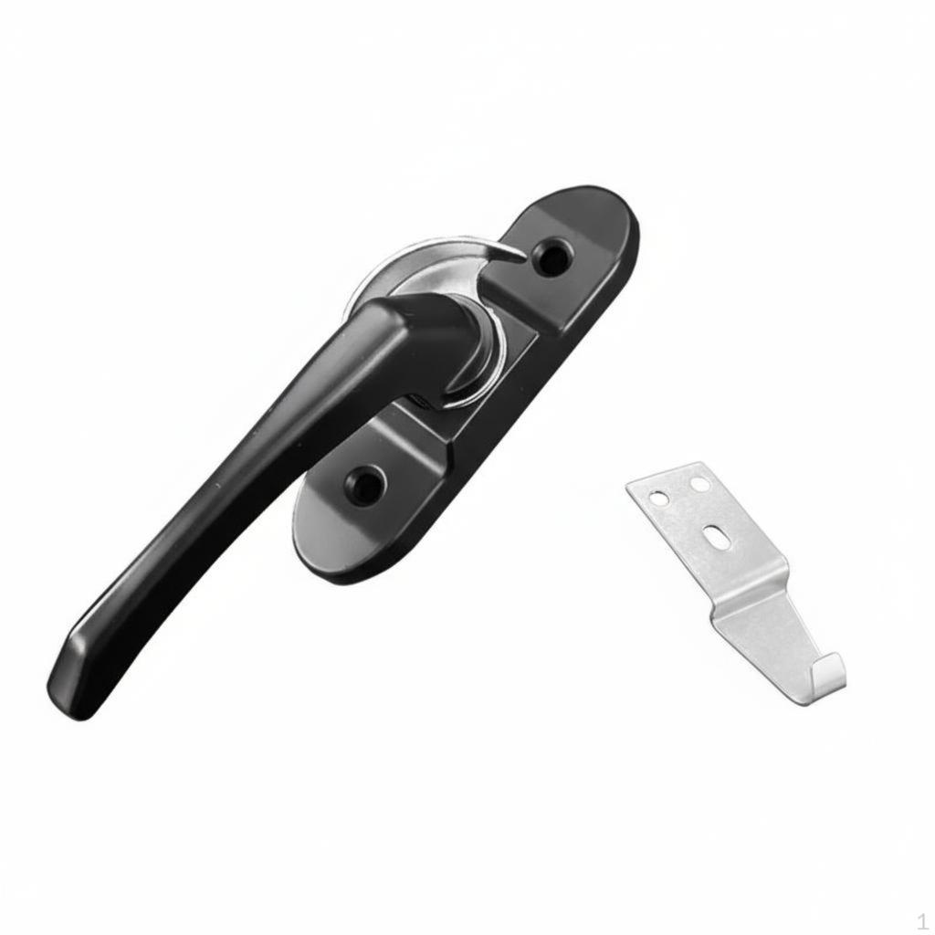 Sliding Pane Lock, Aluminum Alloy, Security, Child Protection, Easy Installation Black Left Crescent