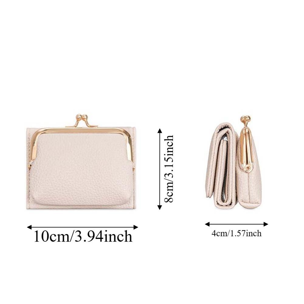 Portable Kiss Lock Wallet Polyester Multiple Card Slots 2 in 1 Card Bag Short Anti-splash Water Leather Coin Purse Students
