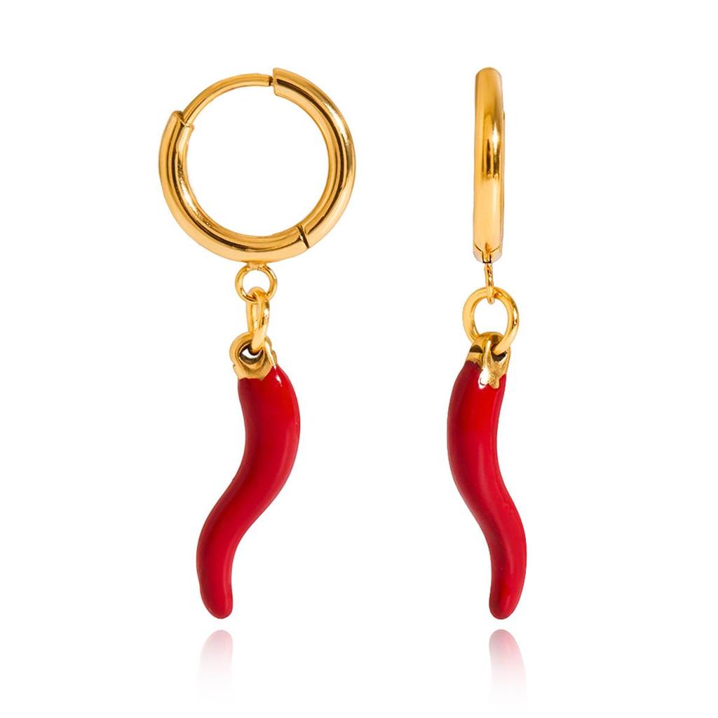 Jieding European & American Stainless Steel Chili Oil Drop Earrings - Luxury Studs, Colorfast, Elegant Jewelry for Women