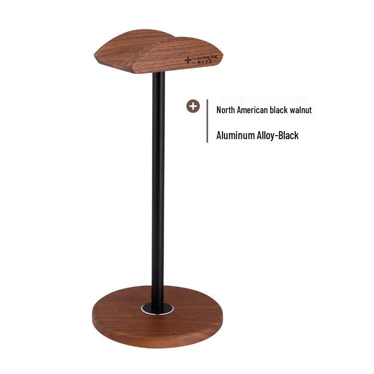 Solid Black Walnut Over-Ear Headphone Stand - Simple Wooden Display Hanger