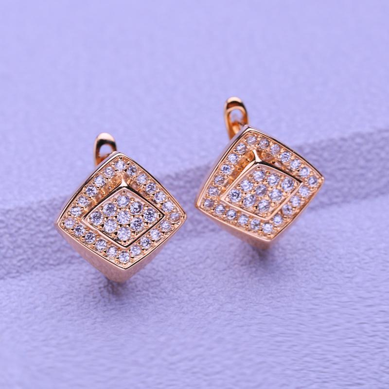 MINTHA Geometry Clip Earrings Trendy Rose Gold Color Wedding Daily Fashion Jewelry Hollow Cubic Zirconia Earrings For Women Bridal Earrings