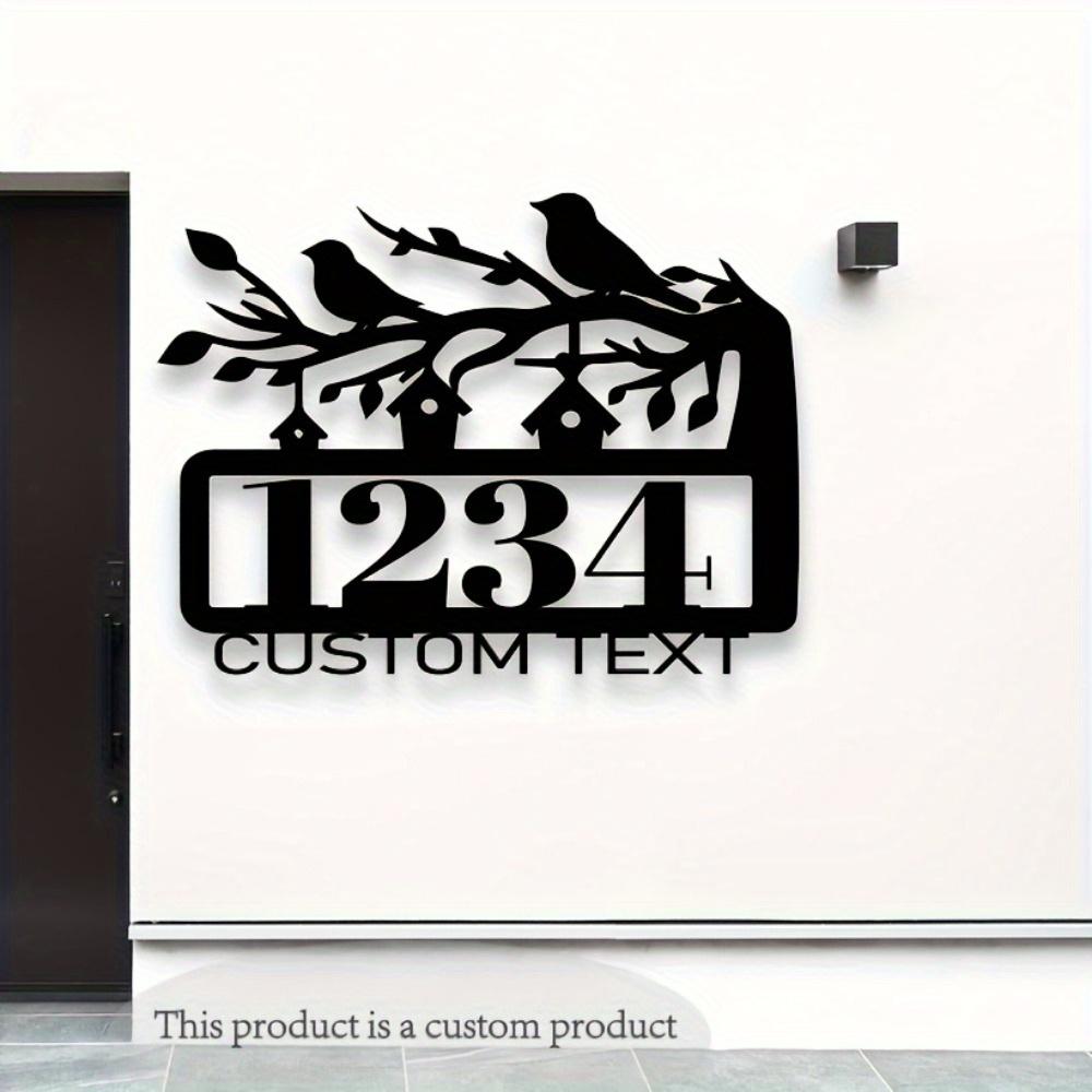 Placa de Número de Casa Exclusiva Hecha a Mano con Forma de Pájaro de Metal Marcador de Dirección Personalizable Montable en Pared Reutilizable Sin Batería